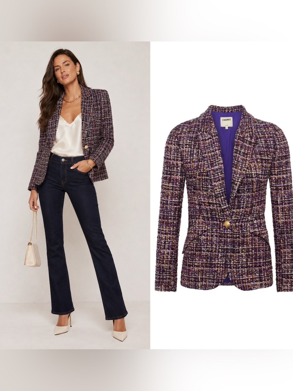 NWT L'AGENCE Chamberlain Tweed Blazer